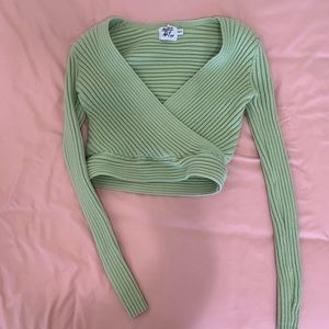 Princess Polly green long sleeve crop top